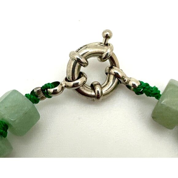 Natural Green Aventurine Necklace Vintage Chunky Hexagon Beads Hand Knotted - Picture 5 of 9